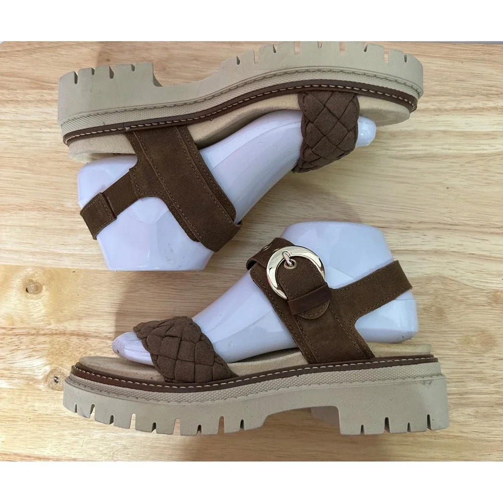 Naot Womens Grove Sandals US 6 Suede Platform Comfort Lug Sole Buckle Brown
